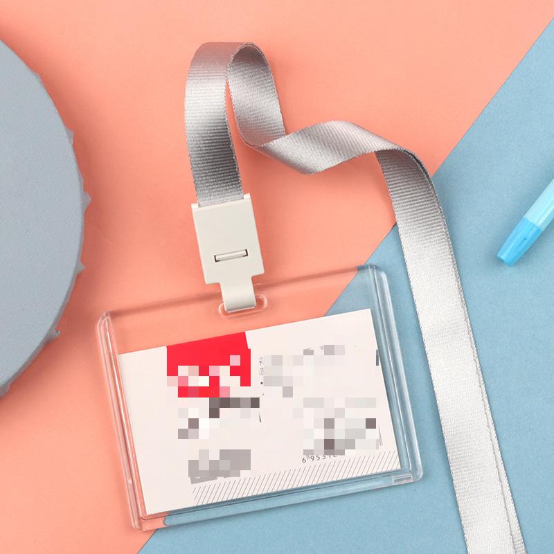 Fashion Acrylic Transparent Bus Cards Sleeve Employee Work Card Holder with Lanyard Work Card Cover Women Men Credit Card Holder