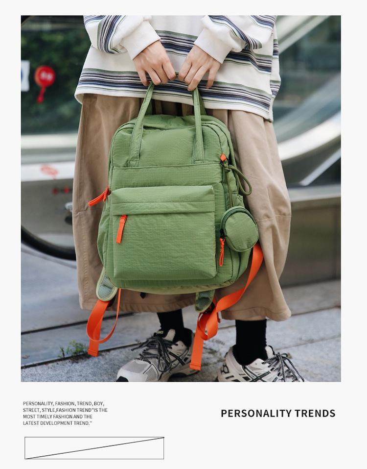 2025 Women's Fashion Textured Casual Backpack - Solid Color, Versatile for Commute & Travel