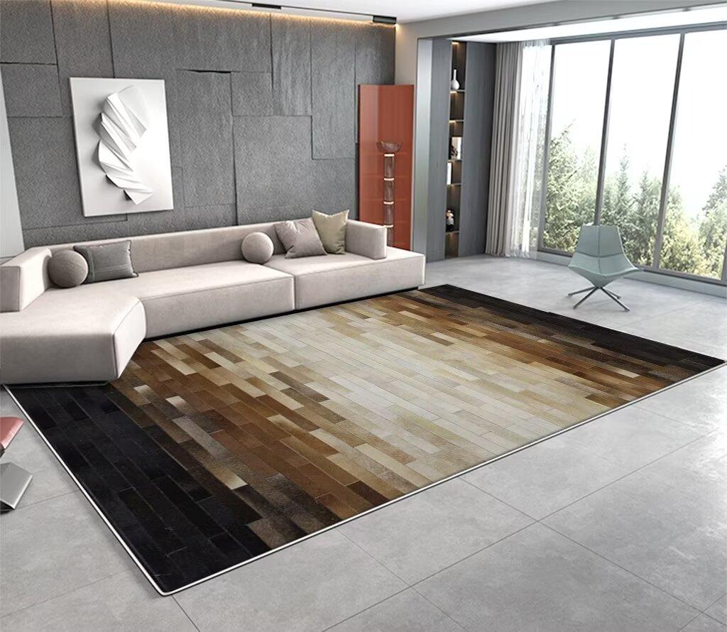 

Modern Abstract Soft Fluffy Large Carpet Living Room Imitation Cowhide Decoration Rug for Bedroom Washable Non-slip Entrance Mat 60*90cm