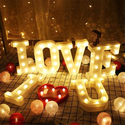 Alphabet LEDs Light Standing Letters Sign with Bulbs Night Lamp Warm White Constant Bright Light Effect 2 * AA Cell Operated IP54 Water Resistance