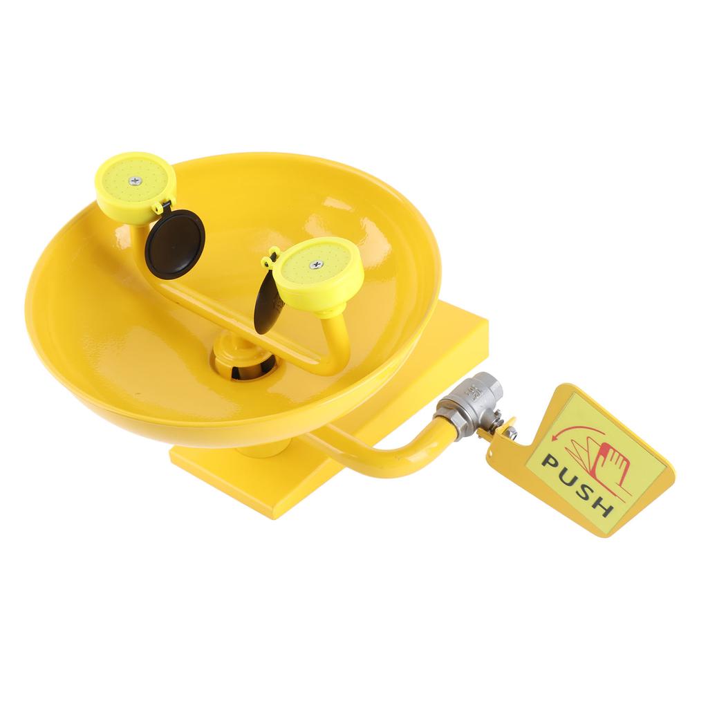 Yellow Eye Wash Station Dual Spray Heads Eye Washer 304 Stainless Steel Emergency Eye Washing Device