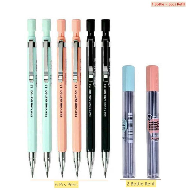 2.0mm Mechanical Pencil Set Creative Pencil Rod Refill for Shool Office Writing Supplies Kids Girl Exam Spare Korean Stationery