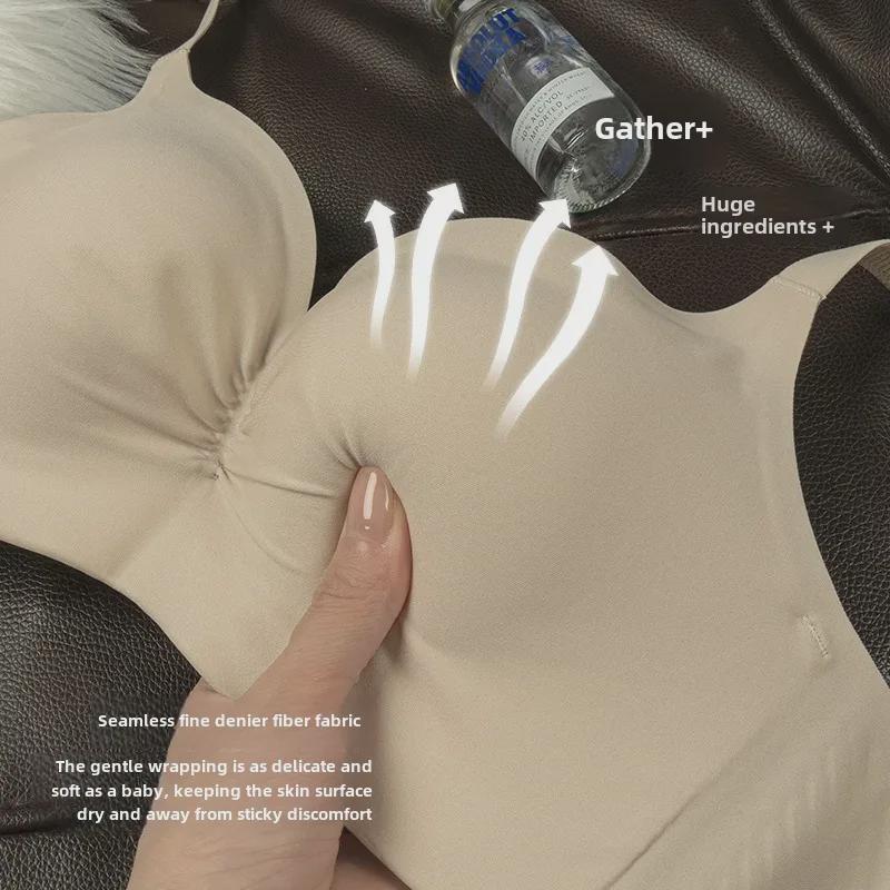 "Women's Seamless Adjustable No-Wire Bra - Enhances Chest, Supports Side Breasts, Comfortable, Japanese Design"