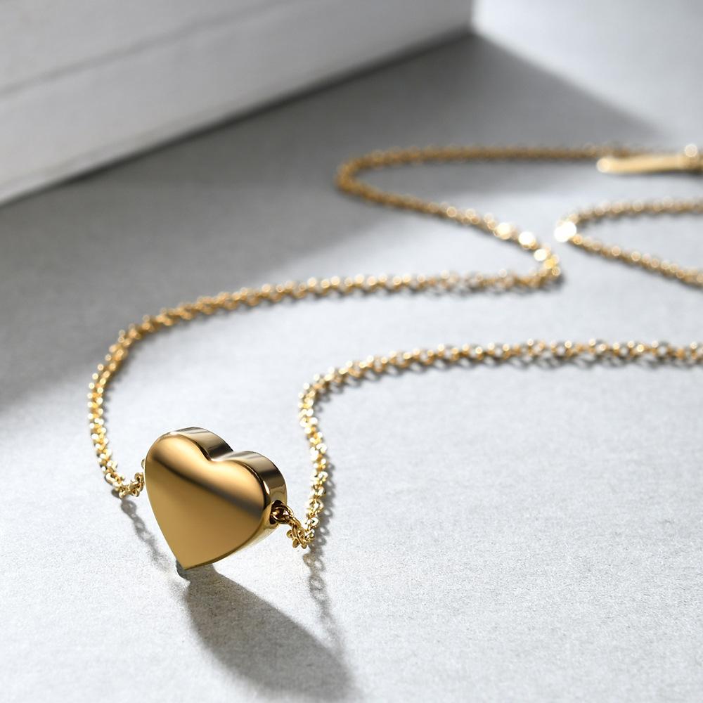 Cross-Border Simple 12MM Heart Necklace: Three-Color Stainless Steel Clavicle Chain with Engravable Pendant for Women