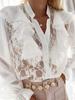 European & American Romantic Lace Patchwork Ruffle Puff Sleeve Top