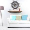 Frosty Antique Junkyard Crafted Wooden Ship Wheel | Anchor Motiff | Pirate's Home Wall Decor | Nagina International (24 Inches)
