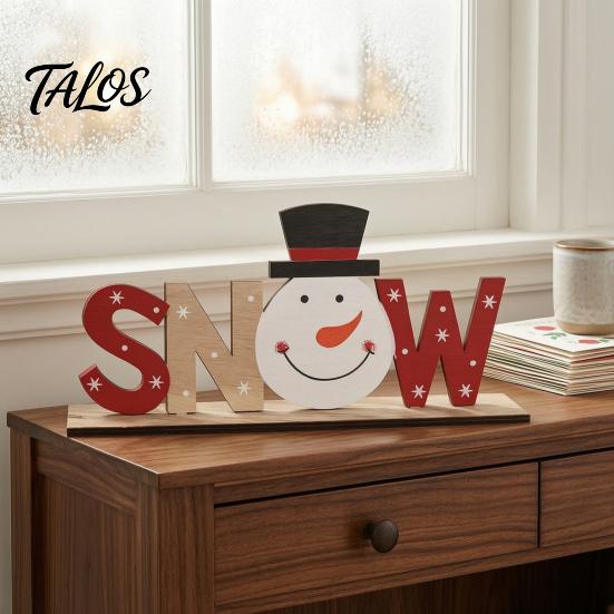 Wood Letter Ornament Wooden Christmas Table Sign, XMAS SNOW NOEL Tabletop Sign with Noel Base, Hollow Centerpiece for Xmas Party Decor Festive Signs