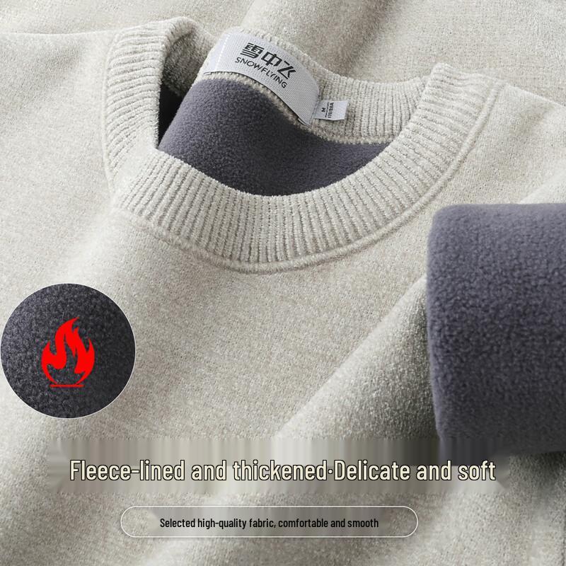 

SNOWFLYING Men s Fleece-Lined Round Neck Sweater 3XL