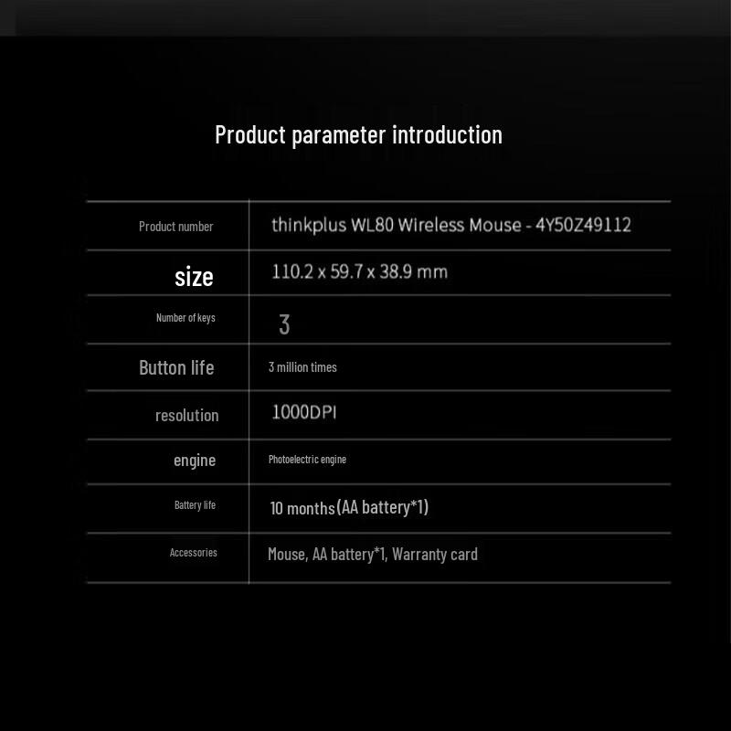 Lenovo ThinkPlus WL80 Wireless Mouse