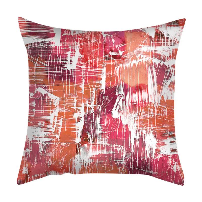 Living Room Bedroom Car Sofa Cushion Wholesale Geometric Abstract Peach Skin Pillowcase