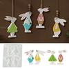 1PCS Pattern Rabbits Silicone Molds DIY Easter Decorative Hanging Tags Plaster Cement Mould Keychains Ornaments Epoxy Resin Mold