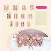 24 Pieces Long Square Press On Nail With 3D Bows and Rhinestones Designs False Nail Sparkling Stick On Nail for Women