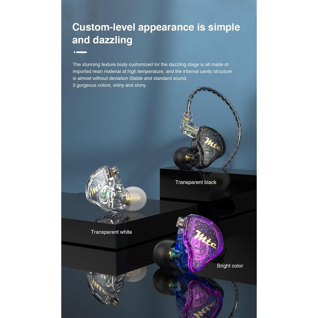 TRN MTE 10mm Dynamic Driver Earbuds,TRN In Ear Headphones HiFi Stereo Sound Earphones with Detachable 2Pin Cable for Musician Drumme