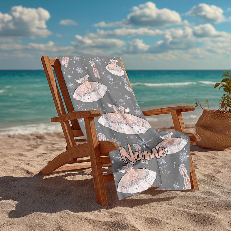 Custom Name Ultra-Soft Beach Towel with ballet Theme,Ideal for Pool - Camping, Diving - Perfect Travel Essential, Vibrant Beach Towel.