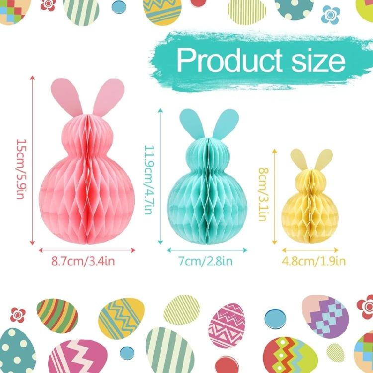 4/6/7Pcs Bunnies Eggs Hanging Decoration Paper Honeycomb Ornament For Wedding Birthday Baby Showers Holiday Party