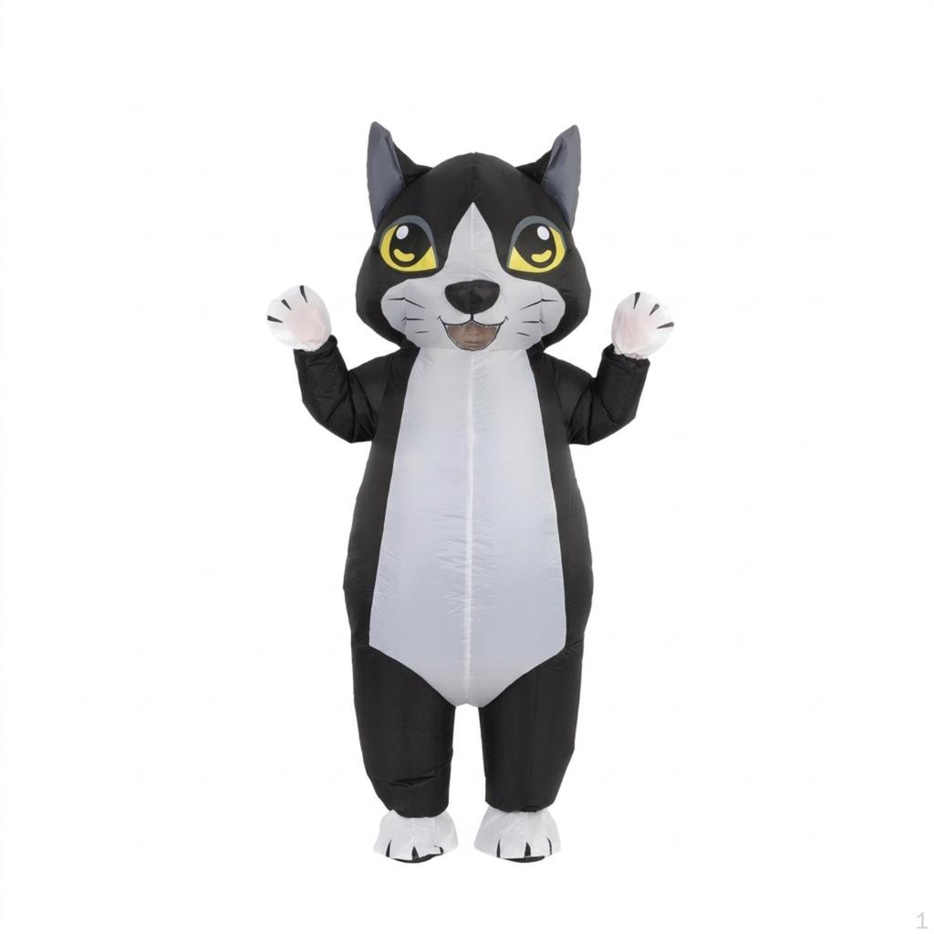 Inflatable Cat Suit Full Complete Costume with Blower Black for Adults,