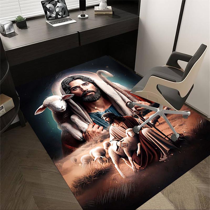 

1PC Jesus Shepherd Anti-slip carpet, suitable for Office, bedroomand playrooms. It can also be used as a sofa footrest cover-W33 60cm by 90cm