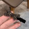 2Pcs Hairpin Velvet Bow Decor Hair Clip with Rhinestones Stable Clamping Force Bangs
