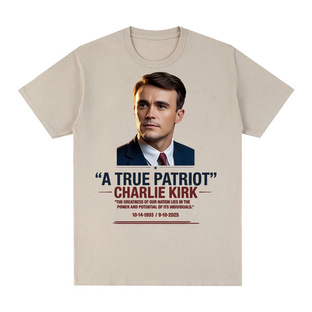 T-SHIRT "UN VRAI PATRIOTE" CHARLIE KIRK Unisexe T-shirt d'été Manches Femmes/hommes Décontracté T-shirt 100% coton Col rond T-shirts confortables