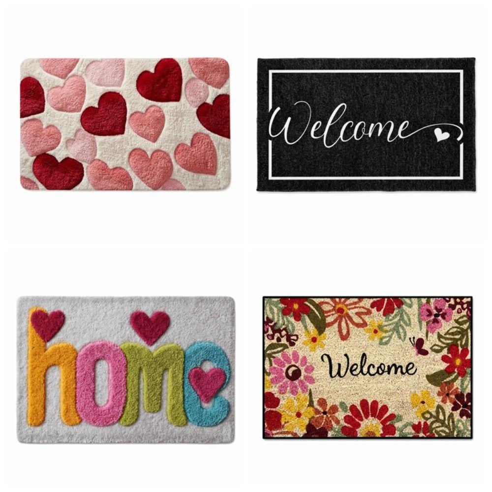 Flower Absorbent Mat Letter Floor Mat Wear-resistant Bathroom Mat  Entrance Hall