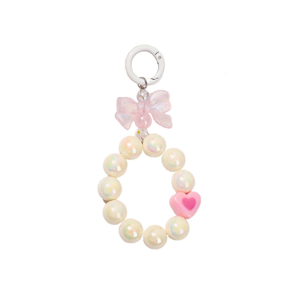 

Bowknot Candy Color Beads Keychain Anti-lost Phone Wrist Strap Phone Acrylic Lanyard Jewelry Gift бежевый