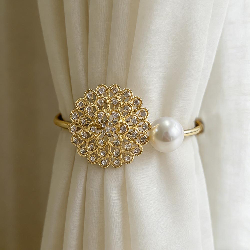 Metal Curtain Tiebacks Vintage Pearl Curtain Straps Curtain Accessory Curtains Tie Rope Office