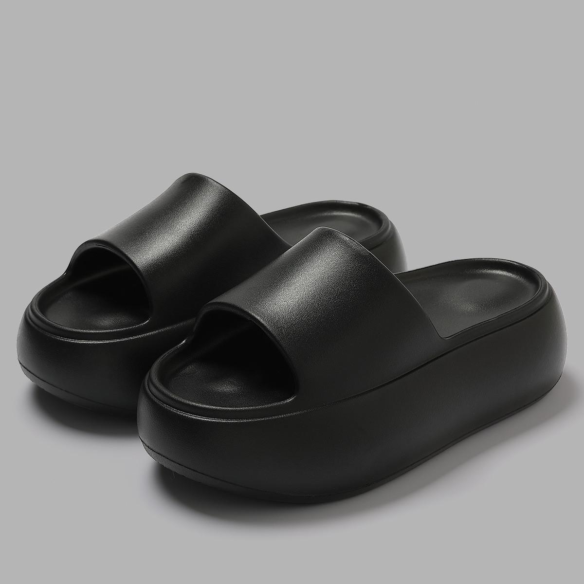 

6 см новые толстые подошвы EVA тапочки модные женские домашние туфли на платформе балетки мягкие летние сандалии женские уличные нескользящие шлепанцы 35-36 чёрный