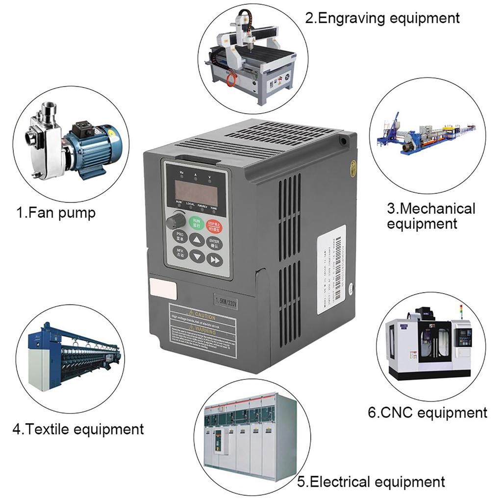 1.5kW 2HP Vektorový typ VFD Frekvenčný menič Prevodník 1Fáza 220V na 3Fázy 0220V 7A