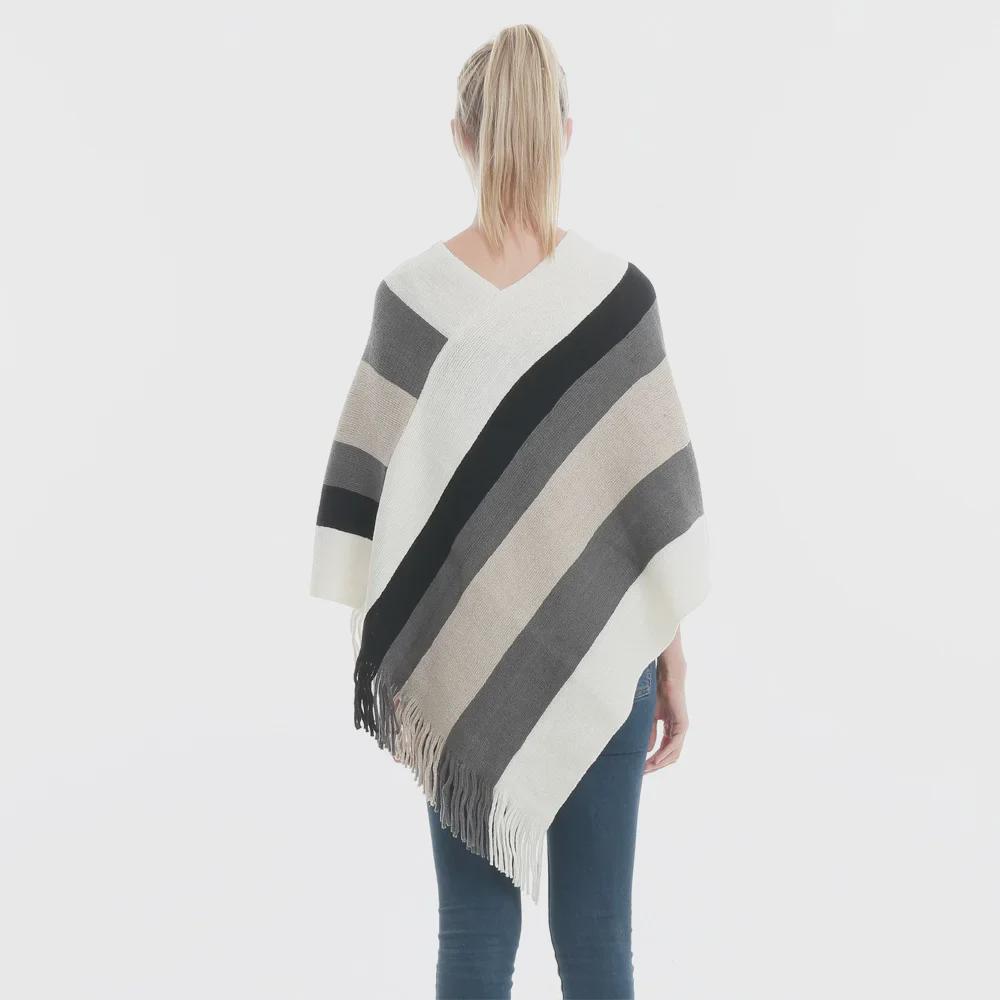 Nový jarní a podzimní pletený šál s střapci: Teplý, velký, volný top s kapucí