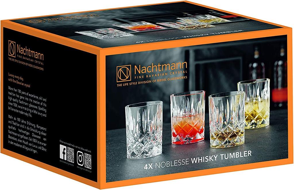 Nachtmann Noblesse Whiskey Tumbler, Crystal Glass, 98mm/295ml, 89207, Pack of 4