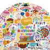 Yousheng 50Pcs Birthday Stickers Various Hat Balloon Blessings Birthday Cake Cute Decals Waterproof DIY Decoration PVC Cartoon Stickers Luggage Case