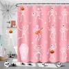 Halloween Shower Curtain, Pink Skeleton Shower Curtain, Waterproof Funny Skull Shower Curtains for Bathroom,Day of The Dead