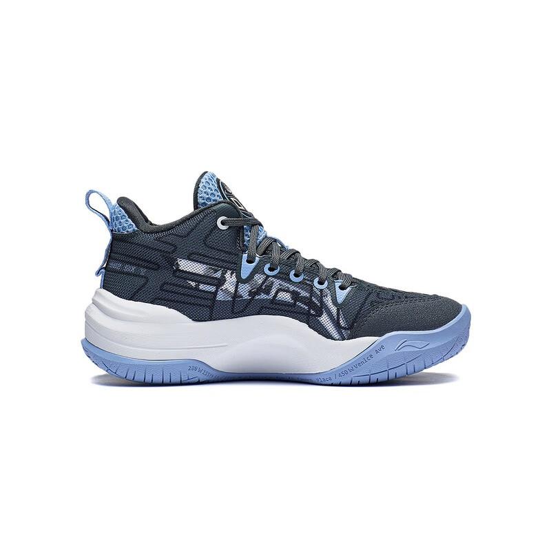 Li Ning Youth Dawn Halo Rebound Wear-Resistant Lightweight Non-Slip Mid-Top Basketball Shoes Kids basketball shoes Thunderstorm-Gray Black YKBT030-3