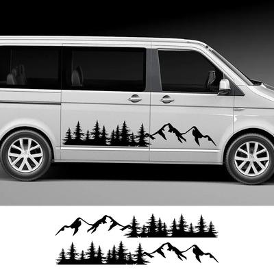 2PCS Autocollants de Porte Latérale de Voiture Arbre Montagne Forêt Décalcomanie Auto Accessoires Pour Volkswagen VW Multivan TRANSPORTER T5 T6 Toyota Elfa