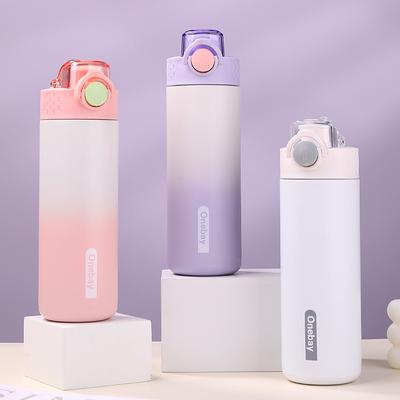 Vacuum Cup Girl Drinking Bottle Double Drinking Mouth Gradient Dopamine Large Capacity Outdoor Sports Space Pot