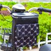 Bike Handlebar Bag Waterproof Large Capacity Cartoon Pattern Zipper Closure Double Layer Bike Front Bag Electric Bicycle Handlebar Frame Bag