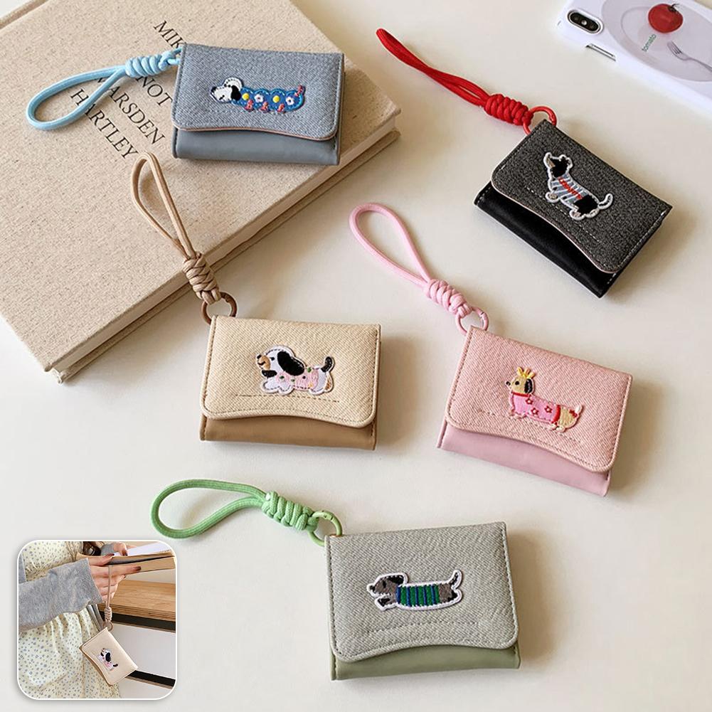 Cute Dachshund Wallet Mini Anti-Lost Card Holder Wallet Lanyard Detachable Lanyard Convenient Hands-Free Carrying