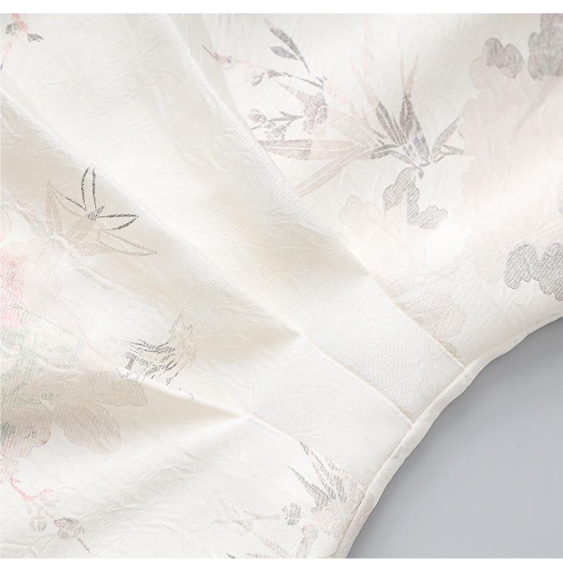 Women's Summer Pearl Frog Button Qipao Dress - New Chinese Style Print with Stand Collar