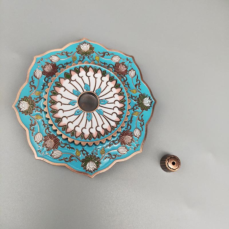 

Ying Xiang Yuan Cloisonné Hand-painted Lotus Incense Holder - Creative Home Ornament for Agarwood & Sandalwood Sticks