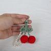 Stylish Crocheted Cherry Keychain Handmade Plush Fruit Pendant for Women Wallet Multifunctional Backpack Accessory