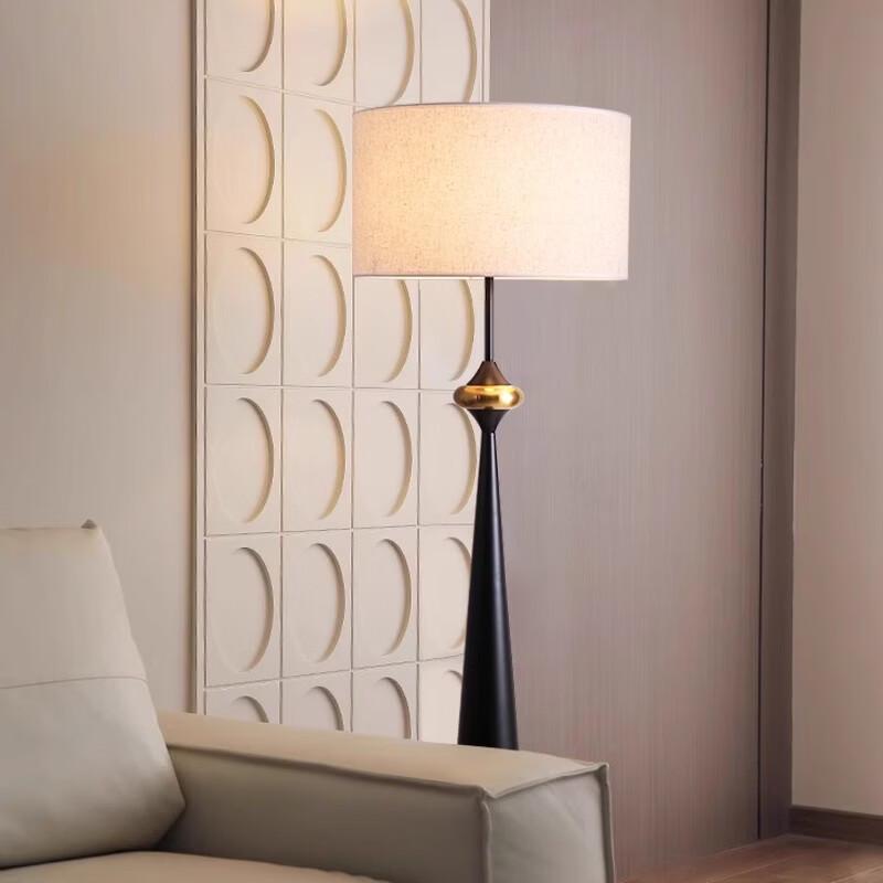 Oeny Modern Arc Floor Lamp with Walnut Base and Linen Shade