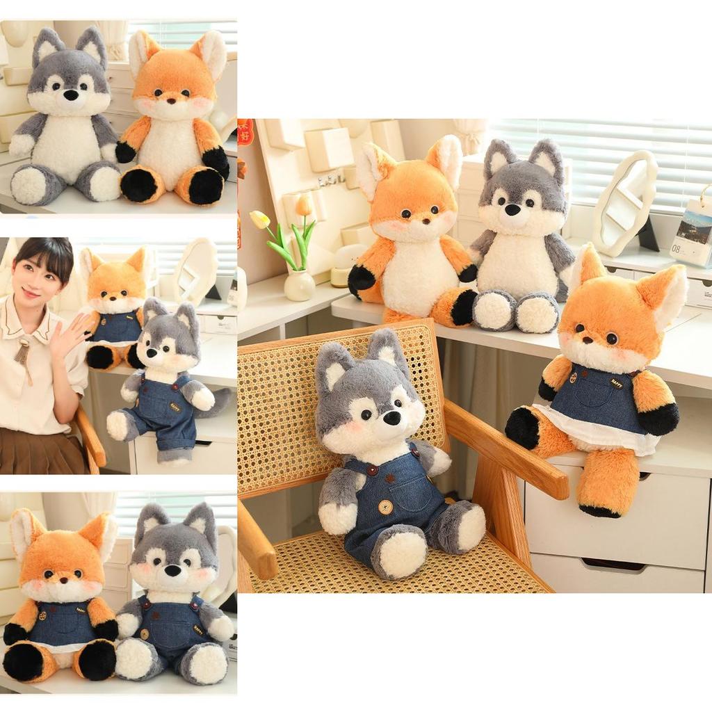 Adorable Fox And Wolf Plush Toys Soft And Cuddly Cartoon Animal Pillows For Kids