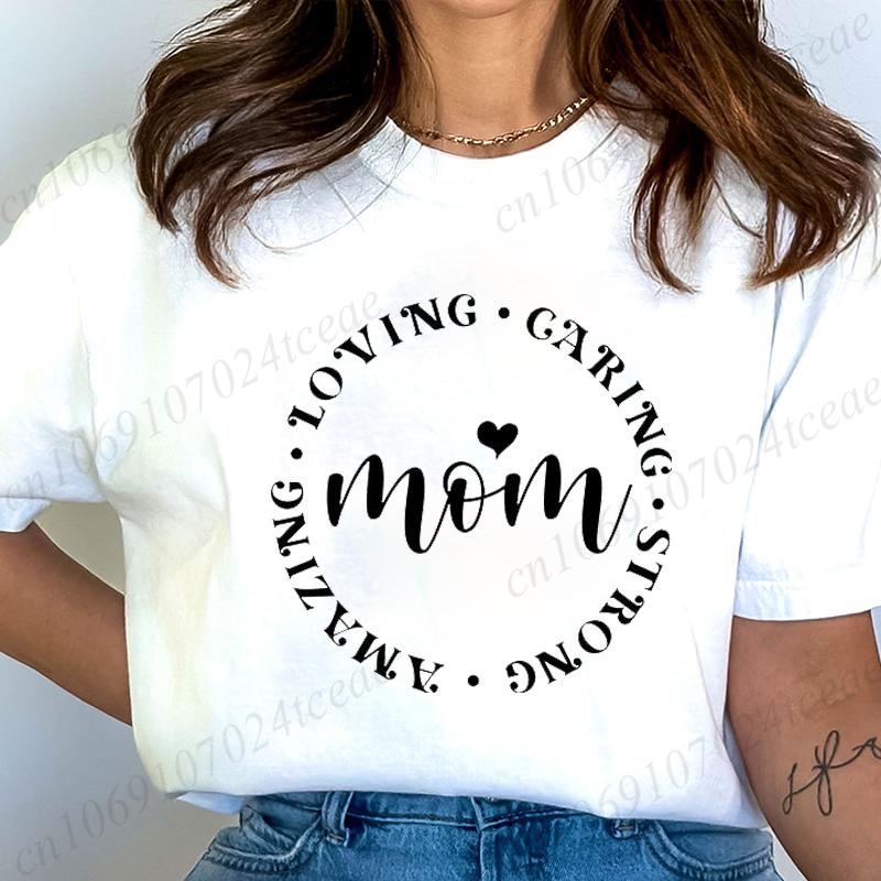 Women Fashion T Shirt Mom Life Print Funny Tops Womens Casual TShirt Tops blessed mama Tee mom of boys Aesthetic Mom Clothes