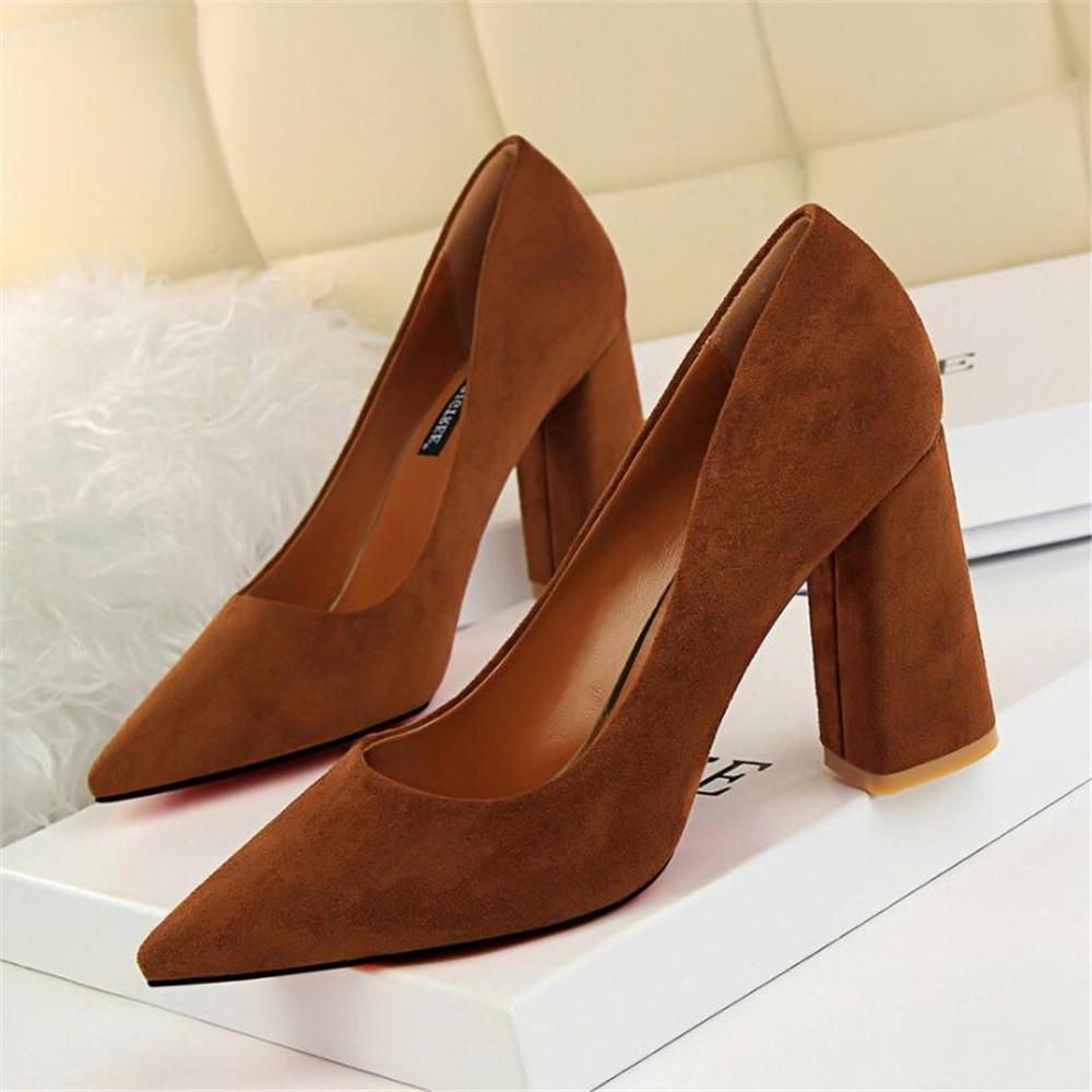 Piel de ante mujer Tacones altos tacones altos puntiagudos Punta Dedo deldo  del día Bomba de color sólido Zapatos de tacón alto comprar a buen precio —  entrega gratuita, reseñas reales con