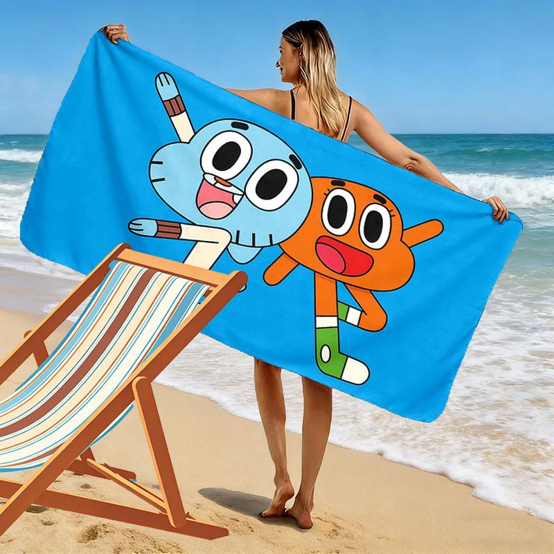 The Amazing World of Gumball Cartoon Art Print Beach Towel, Large Soft Quick Dry Towel for Beach Camping Swimming