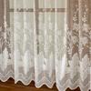1PC Nuan Series Countryside Style Lace Short Curtain, Retro Style Soft Light Floral Sheer Curtain for Living Room Kitchen Cupboard Window Home Decor