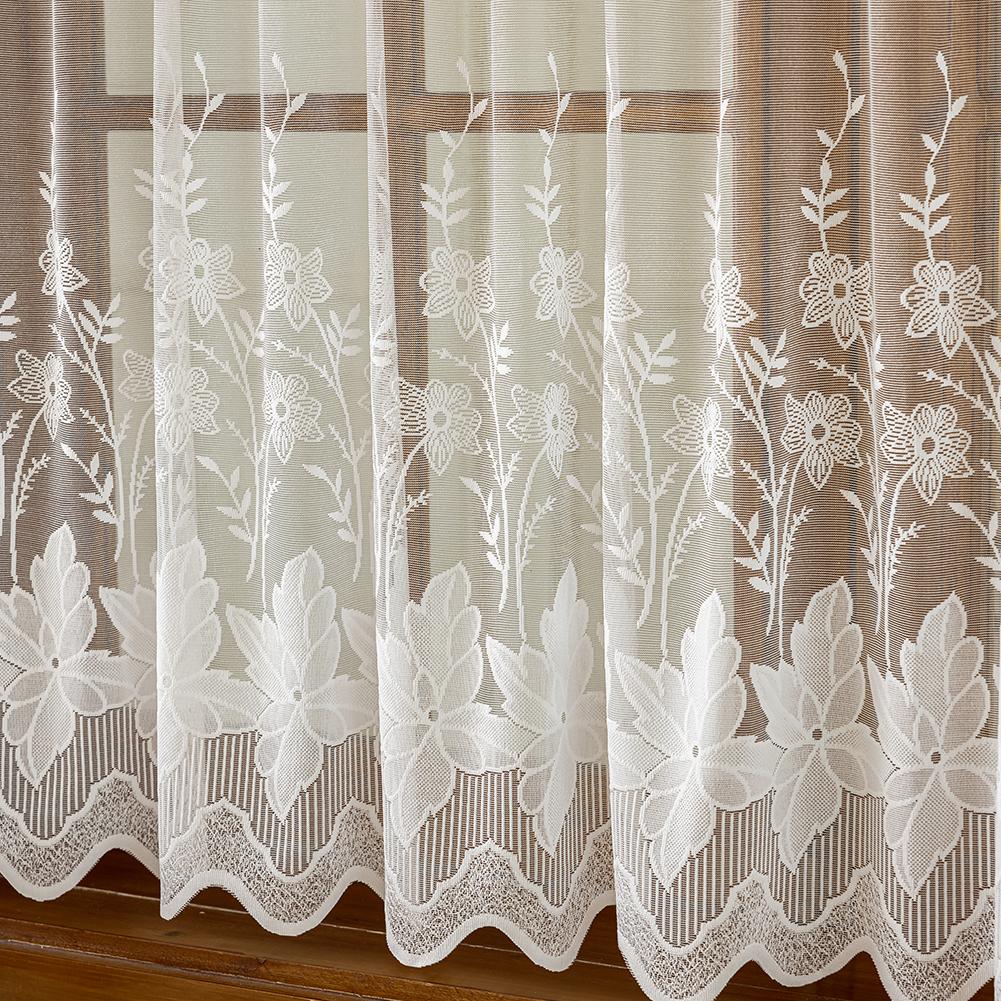 1PC Nuan Series Countryside Style Lace Short Curtain, Retro Style Soft Light Floral Sheer Curtain for Living Room Kitchen Cupboard Window Home Decor