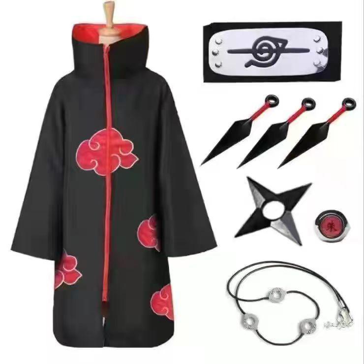Naruto Akatsuki Stand-Up Collar Cloak Anime Cosplay Costume