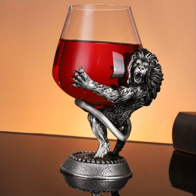 1 adet aslan saplı şarap bardağı kurşunsuz kristal berraklığında şampanya kadehi kadehi viski kokteyli için Bar Pub kulübü restoran ve ev kullanımı Drinkware Ac