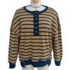 Color Block Long Sleeve Striped Button-Up Casual Sweater for Women - Autumn/Winter